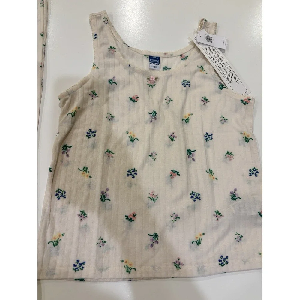 Old Navy girls XL 12-14 Tank Pajama set With Pants Floral Lightweight